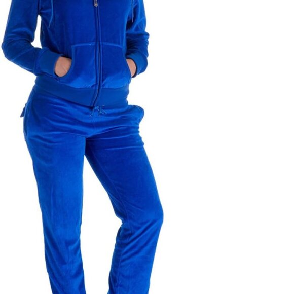 Comfortable 2-Piece Royal Blue Tracksuit for Women - Hoodie and Sweatpants - Picture 2 of 5